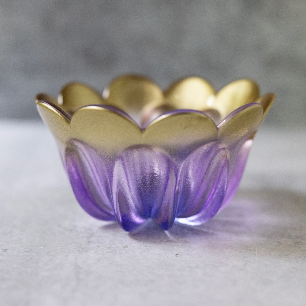 Waltherglas Walther Glass Violet Purple Gold Bowl Germany 5"